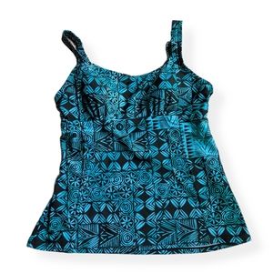 St. John's Bay Tankini Top size 8 black blue
